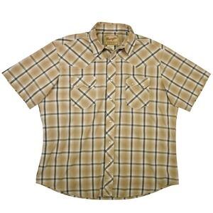 Wrangler Mens Tan Plaid Short Sleeve Snap Western Shirt XL XLT